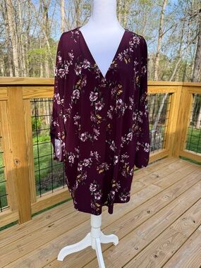 Beacon Burgundy Floral Tunic Top